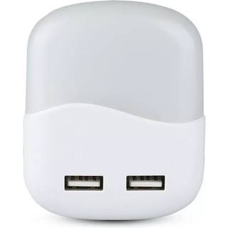 0,45W Natlampe - LED, EU Stik, USB, Samsung Chip 4000K, Firkantet - Kulør : Neutral