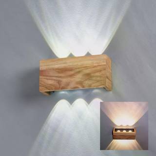 LED-væglampe Shine-Wood,  Bredde 21 cm, Eg/sort, Træ