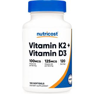 Nutricost – Vitamin K2 (MK7) 100 mcg + Vitamin D3 5000 IU, 120 Softgels