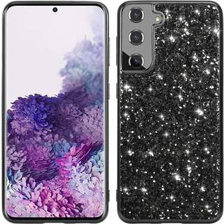 Samsung Galaxy S21 FE Plastik Bagside Cover m. Glitter - Sort