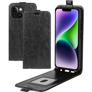 iPhone 15 Vertikal Flip Taske med Kortholder - Sort