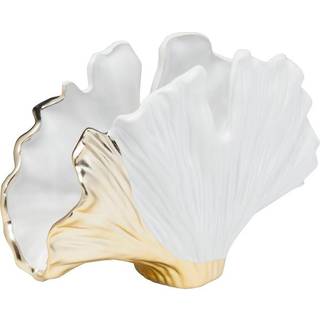 KARE Ginkgo Elegance-vase, højde 18 cm, stentøj, hvid, guld