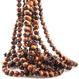 ICAI perler 6mm Natural Tiger Eye Stone Round Loose Stone Perles til smykker Making DIY Crafts Design 1 Strand 15 """" Appr.63-65pcs