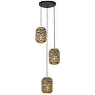 Oriental pendellampe bambus med sort 3-lys - Yvonne