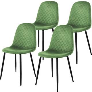 Spisebordsstol 4 stk. salvie fløjlspolstret, metalben ML-Design