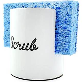 Auldhome hvid emalje svampindehaver; Rustik emaljeret k?kkenvask tilbeh?r