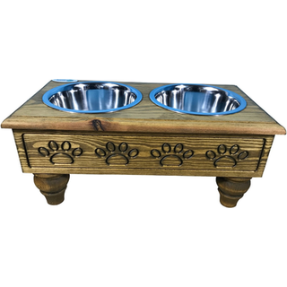 Iconic Pet Sassy Paws h?vet tr?et Pet Double Doins med rustfrit st?lsk?le til hunde i forskellige st?rrelser og farver (rustik brun - 32 oz)