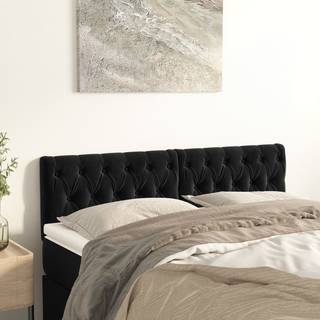 sengegavle 2 stk. 72x7x78/88 cm fløjl sort