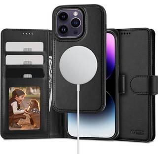 iPhone 15 Pro Max Tech-Protect Wallet Flip Cover m. Pung, Magnet & Ståfunktion - MagSafe Kompatibel - Sort