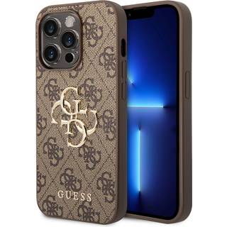 iPhone 15 Pro Guess 4G Big Metal Logo Hybrid Cover - Brun