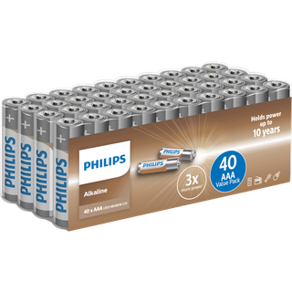 Philips Alkaline LR03/AAA batteri 40 stk. ✓ På lager - klar til levering og afhentning