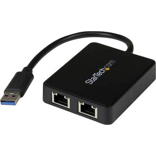 StarTech.com USB32000SPT USB 3.0 to Dual Port Gigabit Ethernet Adapter w/ USB Port 10/100/1000 Mbps USB Gigabit LAN Network NIC Adapter