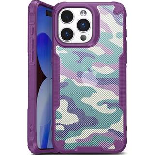 iPhone 15 Pro Max Anti-Shock Hybrid Cover - Camouflage - Lilla