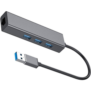 NÖRDIC USB3.1 til Ethernet Giga netværksadapter med 3xUSB3.1 hub, Space Grey Aluminium