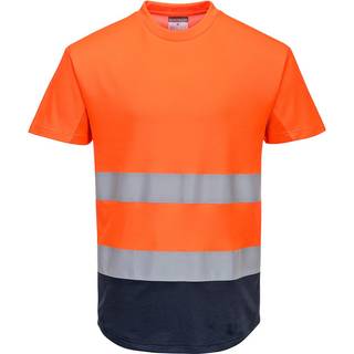 2 farvet Mesh T-shirts - Orange/Marine (Størrelse: XL)