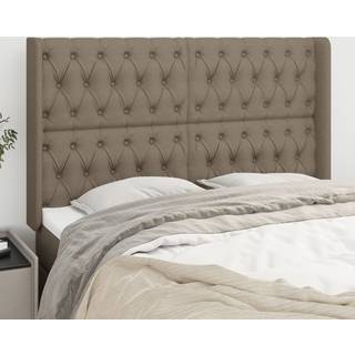 Sengegavl Med Kanter 83X16X78/128 Cm Stof Gråbrun - 147 x 16 x 118/128 cm