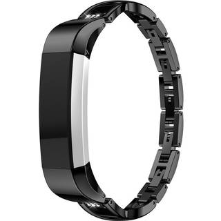 Fitbit Alta erstatnings urrem i kombimaterialer med X-formet design og bjergkrystaller - Sort