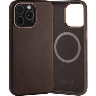 iPhone 15 Pro Max Slimline Leather Bumper Case (MagSafe Compatible) - Dark Brown