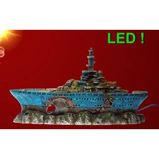 Akvariedekoration - Ship wrack med LED