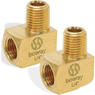 Boeray 2pcs Brass Montering 90 graders Barstock Street Elbue 1/4 """" NPT Mand Rør til 1/4 """" NPT Kvindelig rør