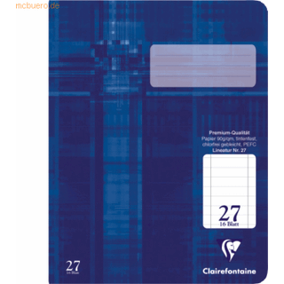 Schulheft Blau A4 liniert mit Rand 16 Blatt - blau