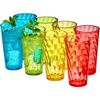 Fantastisk Abby-Glacier-18-ounce plast tumblere (s?t af 8) plastikdrikke briller blandet farve h?je kugler genanvendelige plastikb?gre Stable BPA