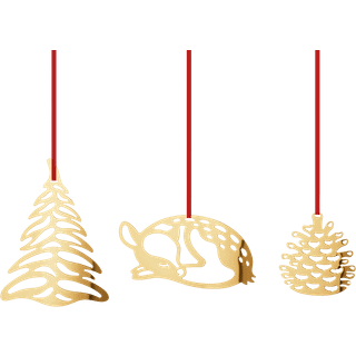 GEORG JENSEN Stort ornament sæt 3 stk 2023 - forgyldt