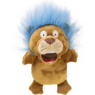 Godog Crazy Hairs Lion Silent Squeak Plush Dog Toy Chew Guard Technology - Tan Small