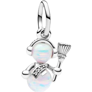 Pandora Opalescent Snowman Dangle Charm - White