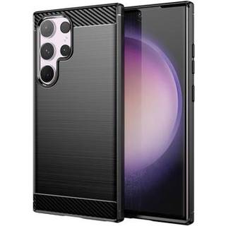 Samsung Galaxy S24 Ultra Børstet TPU Cover - Karbonfiber - Sort