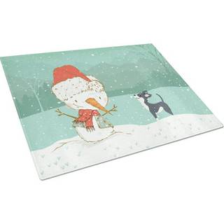 Caroline's Treasures CK2080LCB Sort Chihuahua Snowman Christmas Glass Cutting Board Stor dekorativt tempereret glasskæreskæring og serveringsplad