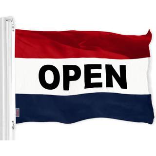 G128 Open Flag | 3x5 ft | Liteweave Pro Series Trykt 150D Polyester | Kommercielt forretningsflag indendørs/udendørs livlige farver messing gromm