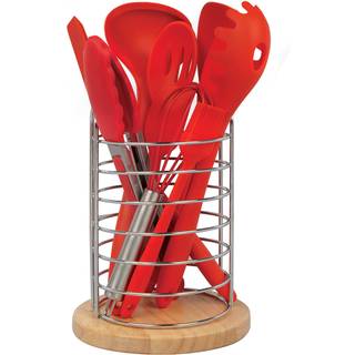 Silikone køkkenkogningsredskaber med bambusholder- 10 pc gourmet Ikke-stick varmebestandigt premium køkkenværktøj Set-spatel Spoon Slidsede Spoon