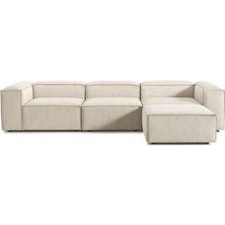 Modulær sofa Lennon (4-personers) i riflet fløjl med puf (venstre/højre)