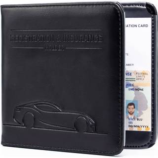 Registrering af canopus bil og forsikringsholder magnetisk lukning præget kortdokument Holder Vehicle Glove Box Organizer Wallet til Auto SUV Mot