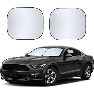 Econour 2-delt bil forrude solskygge | Holdbar 230t polyestersolskjold til frontvindue blokerer UV -str?ler | Foldbart bilindvendigt tilbeh?r til