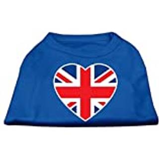 British Flag Heart Screen Print Shirt Blue XL