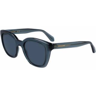 Ferragamo Kvinde SF2000S 438 Solbriller Acetat Blå Normal Normal