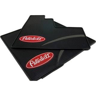 Peterbilt Motors OEM Day Cab Logo Sleep Ribbed Semi Truck Vinyl Rubber Floor Mats Black