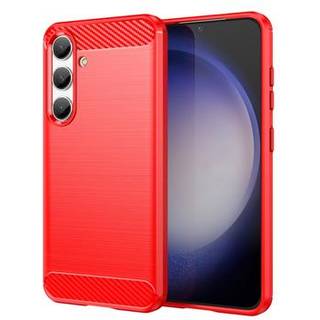 Samsung Galaxy S24 Børstet TPU Cover - Karbonfiber - Rød