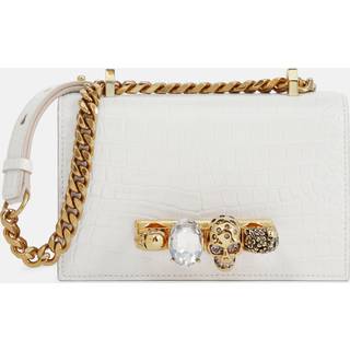 McQueen Jewelled Satchel Mini leather crossbody bag - white - One Size