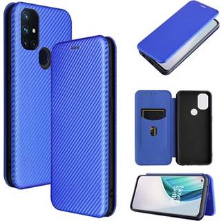 OnePlus Nord N10 5G Flip Cover - Karbonfiber - Blå