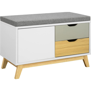 SoBuy Skobænk med Skuffer - Hvid Indgangsmøbel FSR92-W