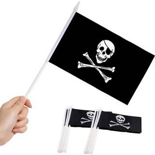 Anley Pirate Mini Flag 12 Pack - H?ndholdt sm? miniature Jolly Roger Flag p? pind - Fade Resistant & Vivid Colours - 5x8 tommer med Solid Pole &