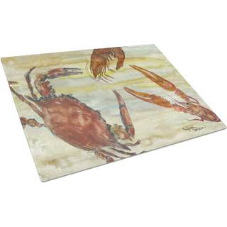 Caroline's Treasures SC2023LCB Crab Rejer Oyster Yellow Sky Glass Cutting Board Stor dekorativt tempereret glas K?kkensk?ring og serveringsplade