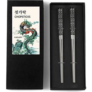 Hagary Dragon spisepinde Metal Genanvendelig designet i Korea Japanese Style Rustfrit st?l 316 18/10 Ikke-slip 2 par opvaskemaskine sikker laser