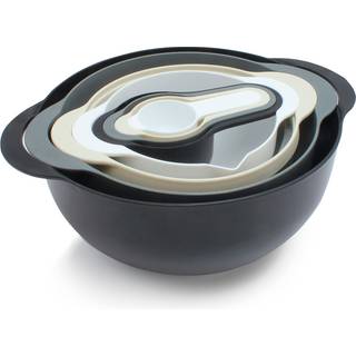 Kog med farve hekke skåle med målekopper med dørslag og sifter sæt - inkluderer blandeskålsolaander sifter og måle kopper sort 8 pc skål