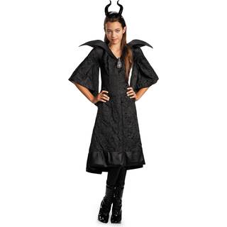 Disney Maleficent filmens dåbskjole i sort - pigernes klassiske kostume (Medium/7-8 år) officielt licenseret