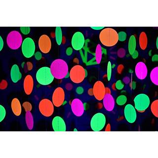 Midnat Glo Neon Paper Garland Circle Dots hængende dekorationer til fødselsdagsfest bryllupsdekorationer sort lys reaktiv UV glødfest 78ft (6 pak