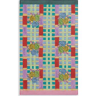 Lisa Corti Bath Linens - 'Ankara Aqua' beach towel in multicolor Cotton Muslin